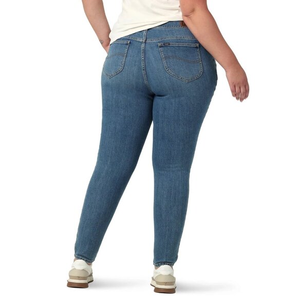 Lee Women's Plus High Rise Skinny Jean, Size 20WP, High Rise, Slim Fit, Blue - Picture 2 of 4